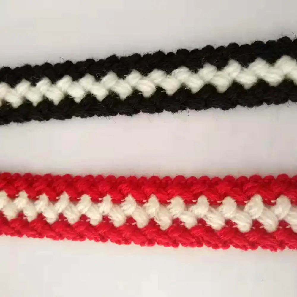 2cm width Braid Webbing cotton thread Woollen Red White Braid ribbon for Sweater 1yard