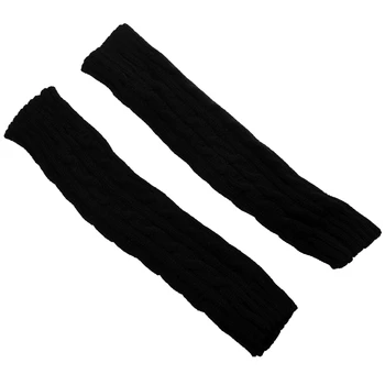 

Mens Black Knitted Fingerless Textured Design Warmers Gloves