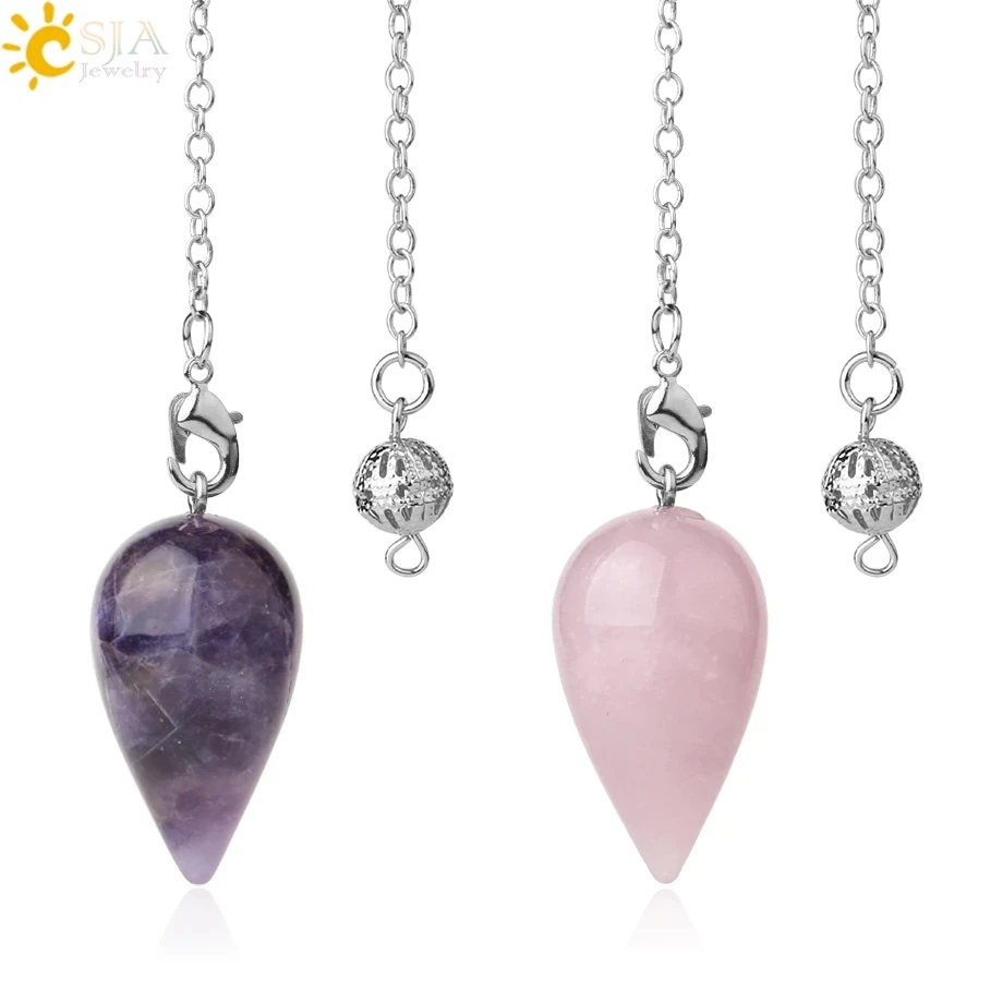 Pendulum Jewelry Healing Crystal Divination Natural-Stone Spiritual Pointed Reiki Water-Drop