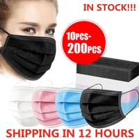 10/50/100/200PCS Disposable Mask Earloop Pink Bule Black White Mouth Masks 3 Layers Meltblown Non-Woven Breathable Face Mask 1
