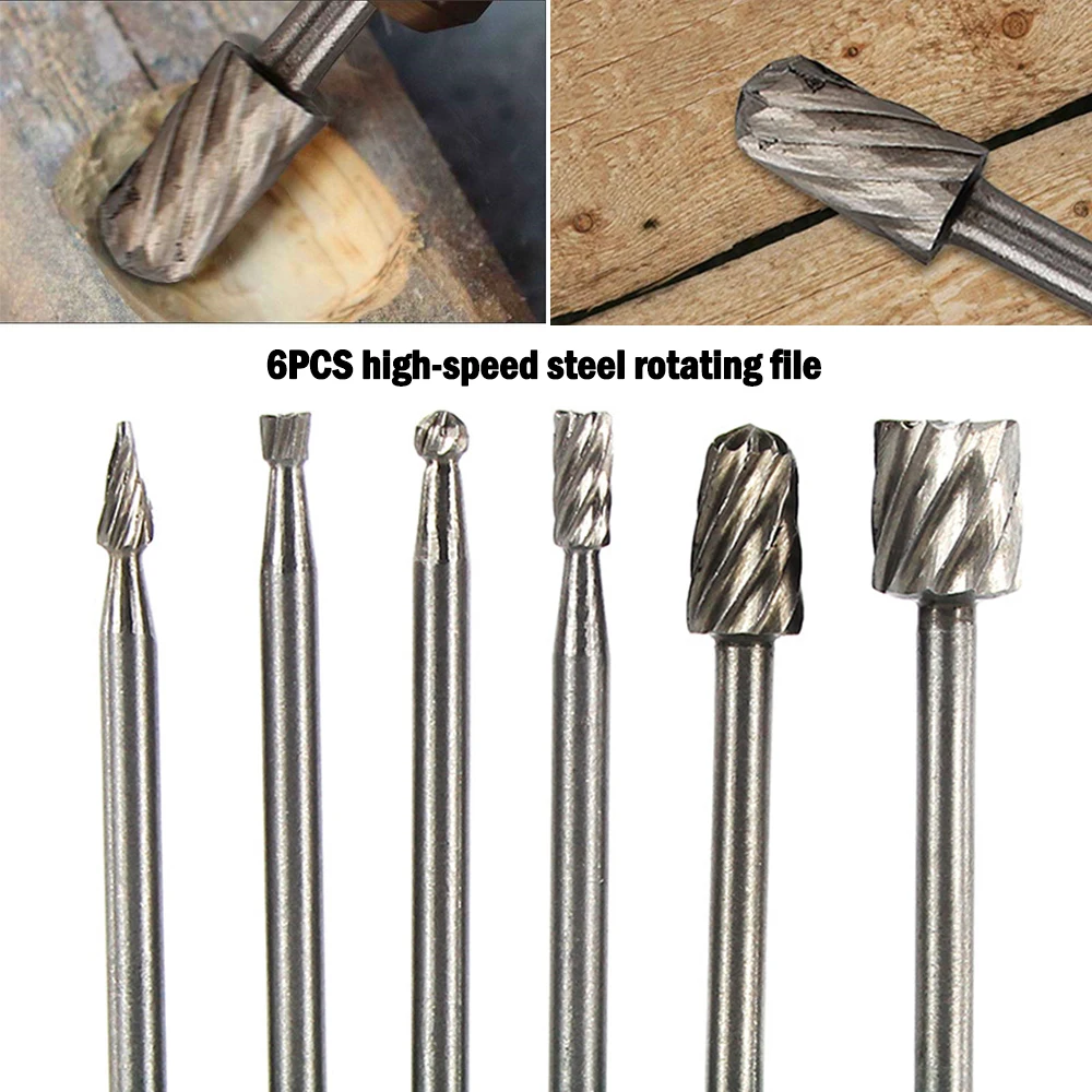 

New 6PCS HSS Rotary Multi Tool Burr Routing Router Bit Mill Attachment Compatible for Dremel High-speed rotary file