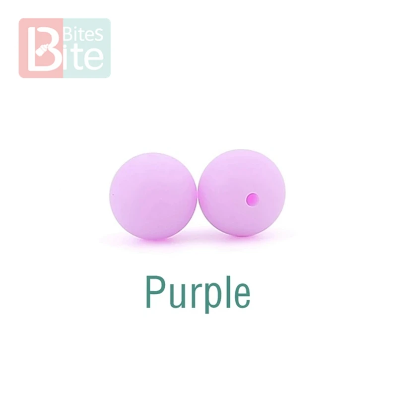 Purple Укусы 15 мм 30 шт. силиконовые бусины пищевого качества силиконовые детские товары для прорезывания зубов жевательные соска, зажимы для цепи бусины Детские игрушки для прорезывания зубов - Цвет: Purple