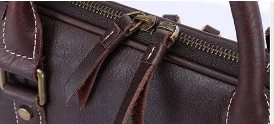 Glossy Genuine Leather Shoulder Crossbody Briefcase Retro Classic Laptop Business Bag Men Large Capacity Leisure Handbag DF103