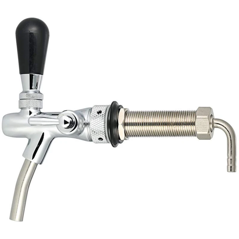 

Adjustable Flow Control Chrome Draft Beer Faucet Tap G5/8 Shank Long Stem Home Brew Beer Keg Faucet-Silver