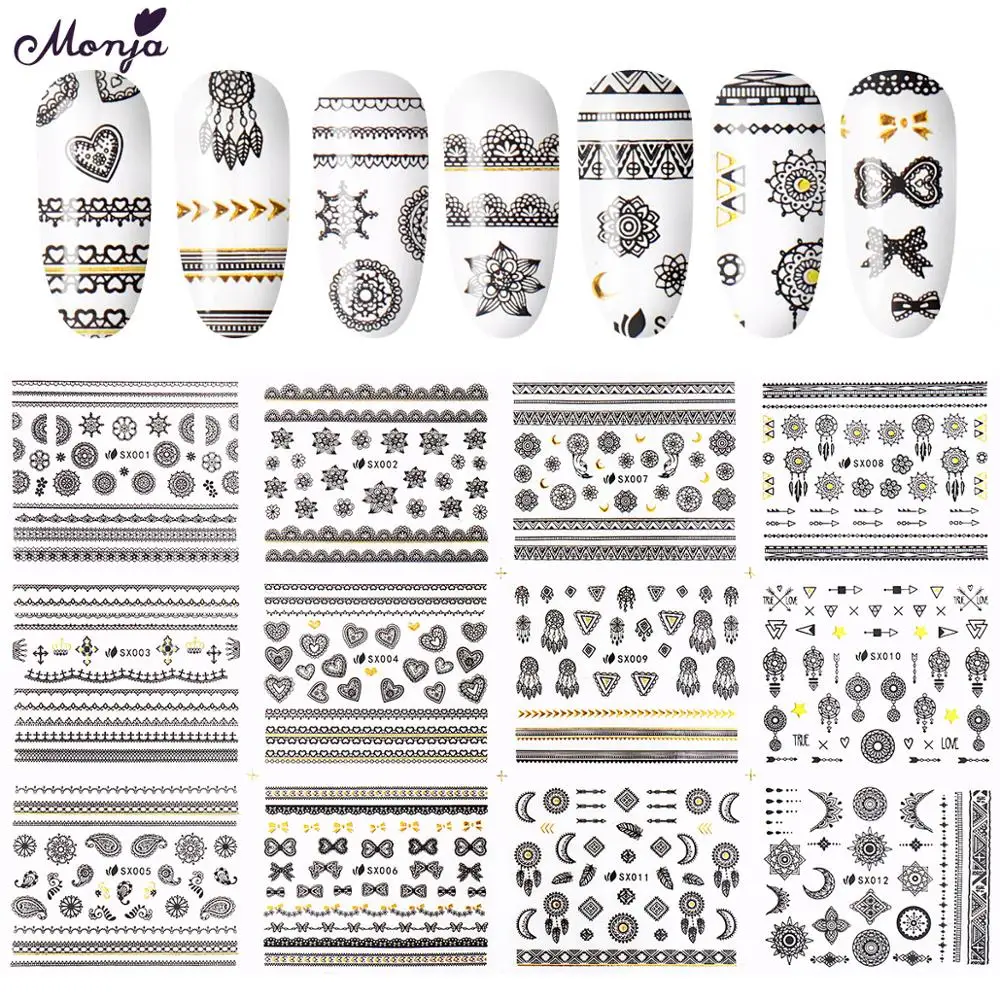 05 Monja Nail Art 12 видов стилей/лист животное человеческое лицо английское абстрактное изображение водяной знак стикер DIY переводная наклейка инструмент для маникюра - Цвет: 05