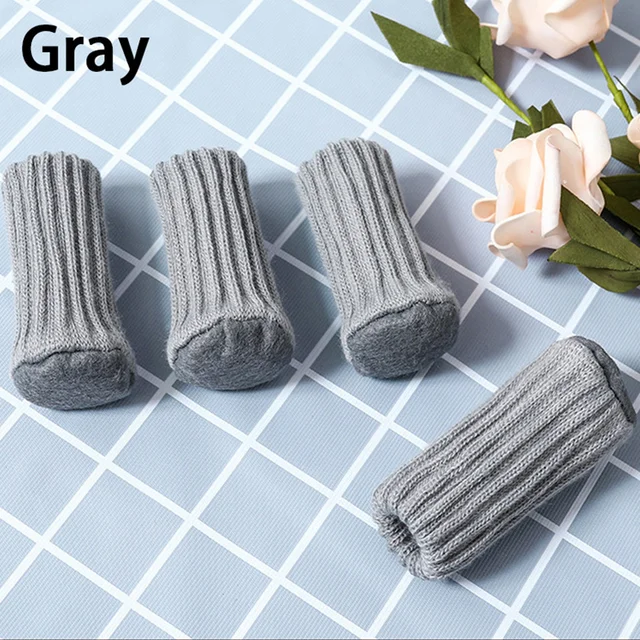 4Pcs/Set Table Chair Leg Covers Home Furniture Non-Slip Knitting Floor Protectors Table Chair Knitted Decor Foot Socks Protector Chair Foot Cover
