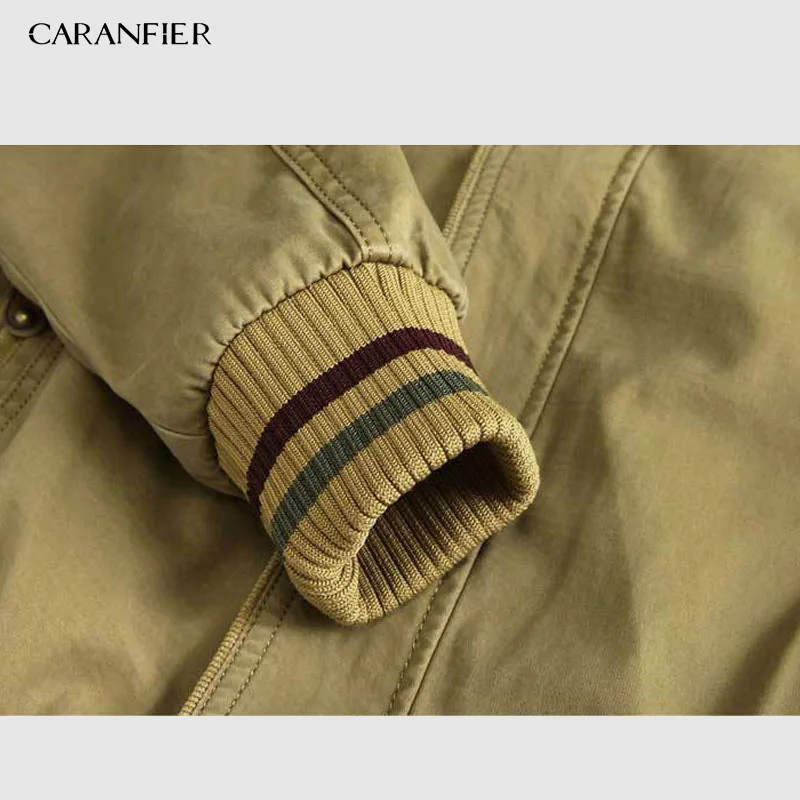 CARANFIER Новая Осенняя Модная брендовая куртка мужская ветровка со стоячим воротником пальто Мужская высококачественная повседневная верхняя одежда для мужчин