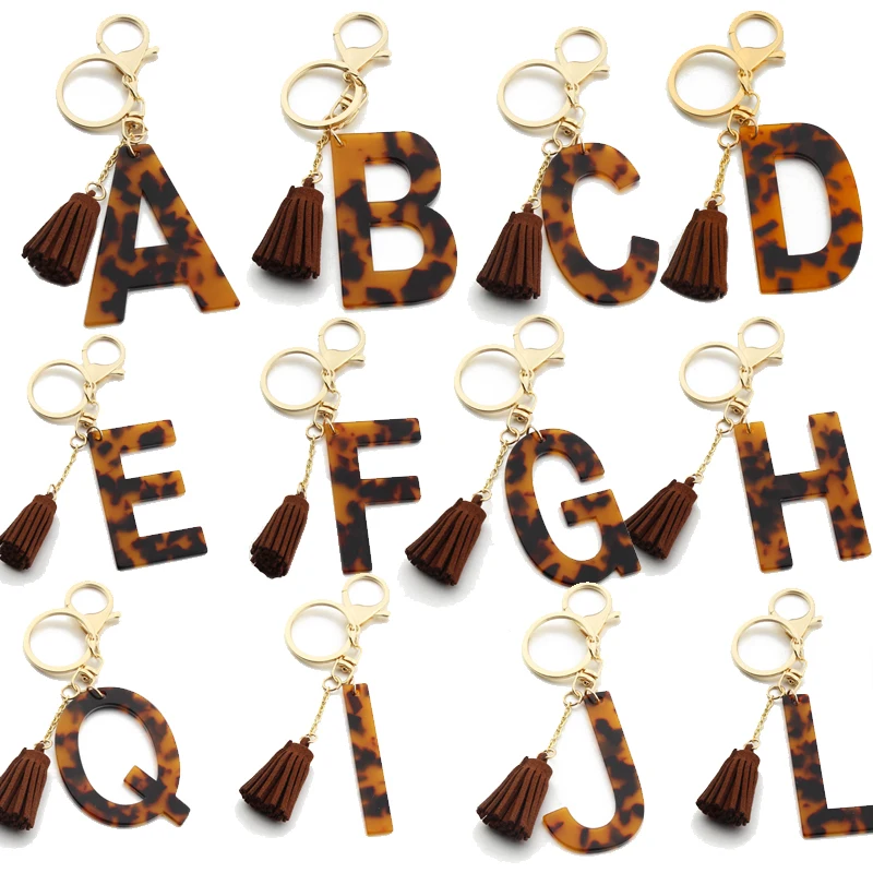 ResinLeopardLetterKeyChainsWholesaleEnglishAlphabetKeychain