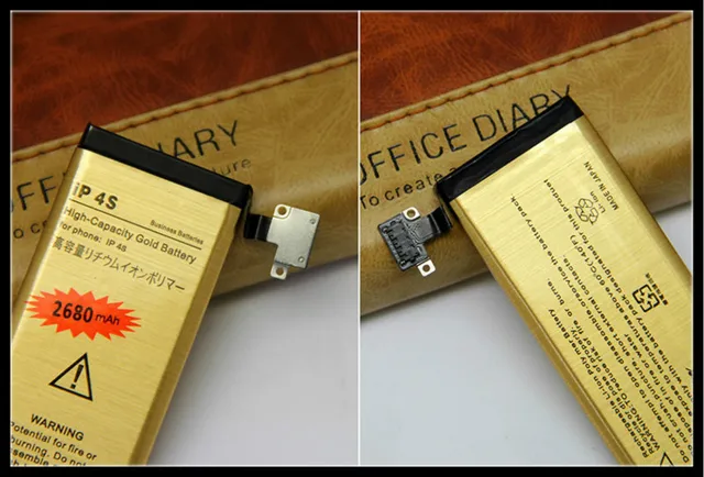 New High Capacity For Bateria iphone 4S Gold Replacement Battery 