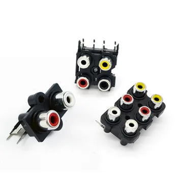 

5pcs 2/4/6 hole RCA Female Stereo audio Jack AV Audio input socket Connector Lotus row Amplifier Interface Signal connection