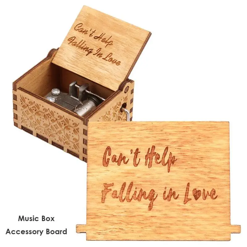 

Retro Wooden Hand Cranked Music Box Board Accessories Xmas Kids Gift Decor Delicate Elegant Wooden 65x45mm Hand-painted Pattern