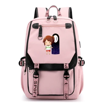 

Spirited Away Nylon School Bags for Teenage Girls No Face Man Cute Bookbag Totoro Waterproof Travel Backpack USB Laptop Bagpack