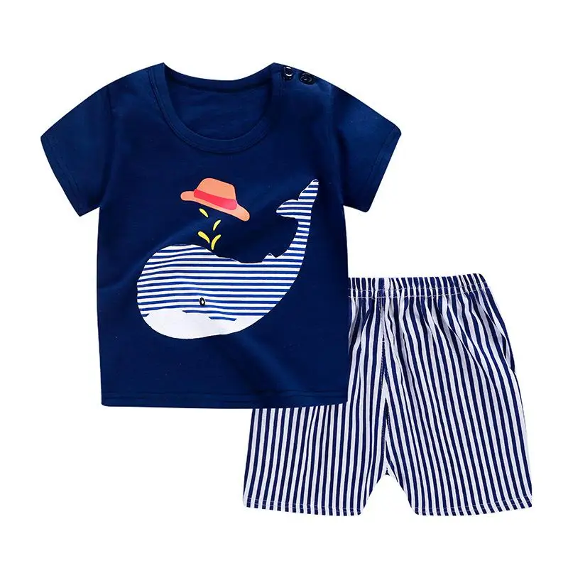 Summer Short Sleeve Suit Baby Boys Girls Clothing Set Cotton Children's Clothes Suit Casual Outerwear T-shirts Two-piece Set - Цвет: P30