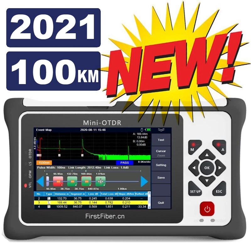 Рефлектометр Pro mini OTDR 100 км для тестирования GPON EPON в режиме реального времени с OPM