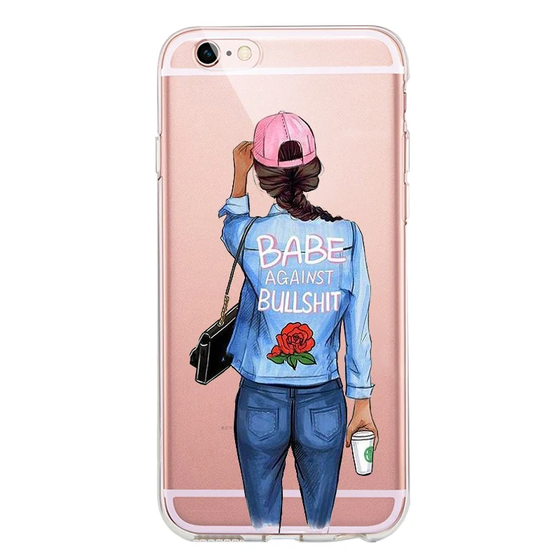 VOGUE queen Princess Girl Female boss coffee Мягкий Силиконовый ТПУ чехол для телефона iPhone 4 5S SE 6 6splus 7