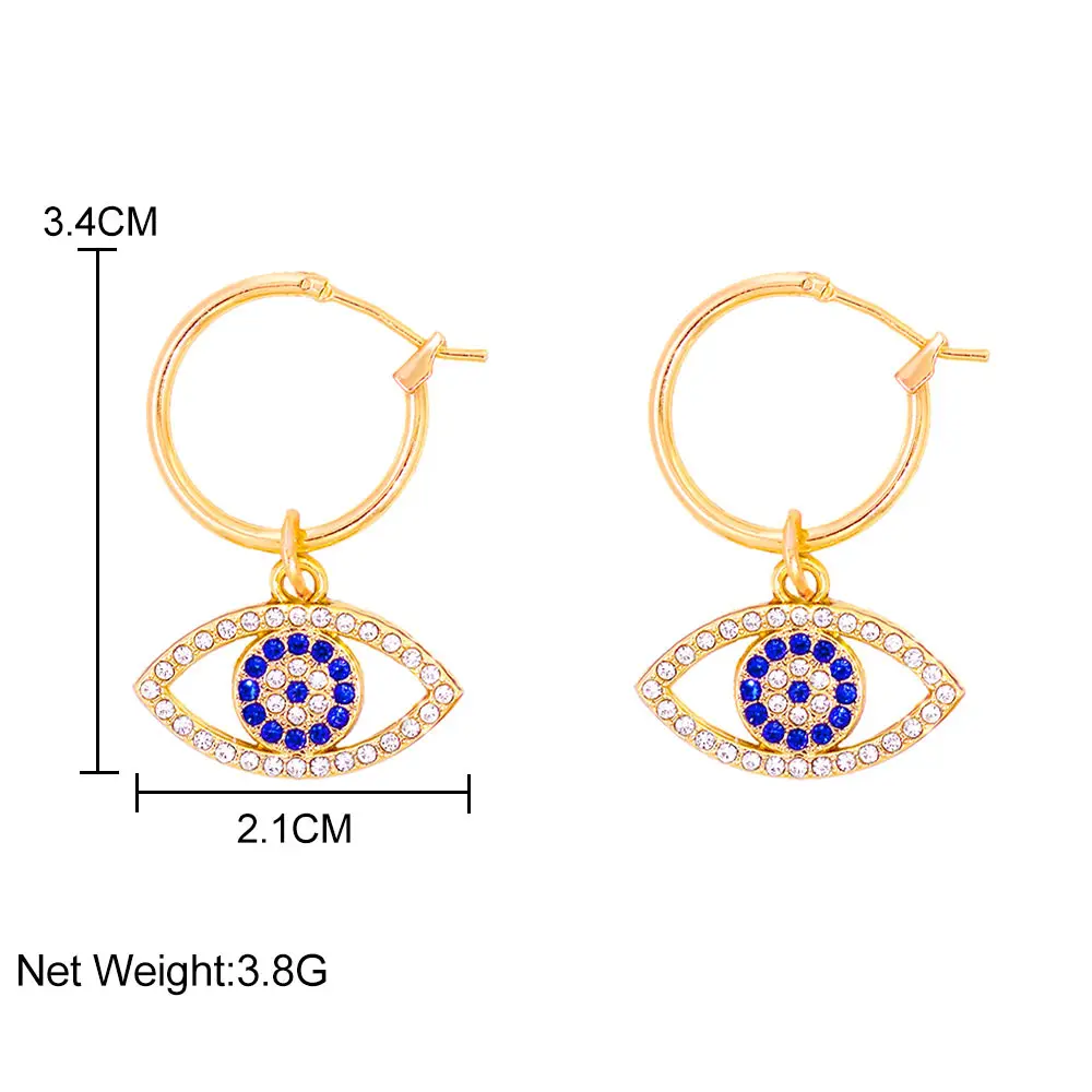 Trend Boho Blue Hollow Evil Eye Hoop Earrings for Women Gold Color Crystal Eyes Circle Huggies Hoop Earring Gifts Jewelry 2022