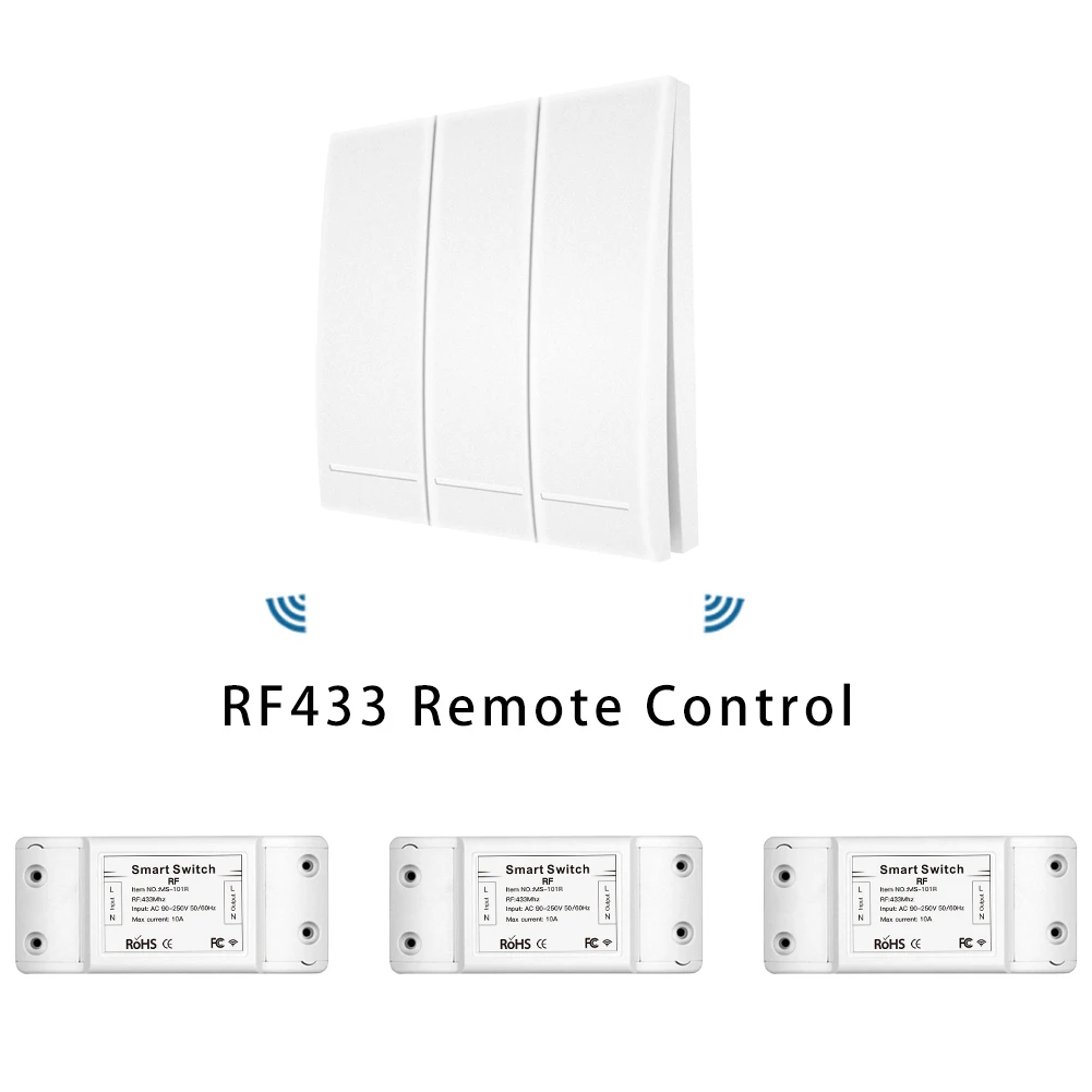 White Kit 1 433 МГц беспроводной смарт-переключатель Радиочастотный пульт дистанционного управления приемник кнопочное управление Лер настенная панель передатчик, 2/3 способа мульти-управления - Цвет: White Kit 1