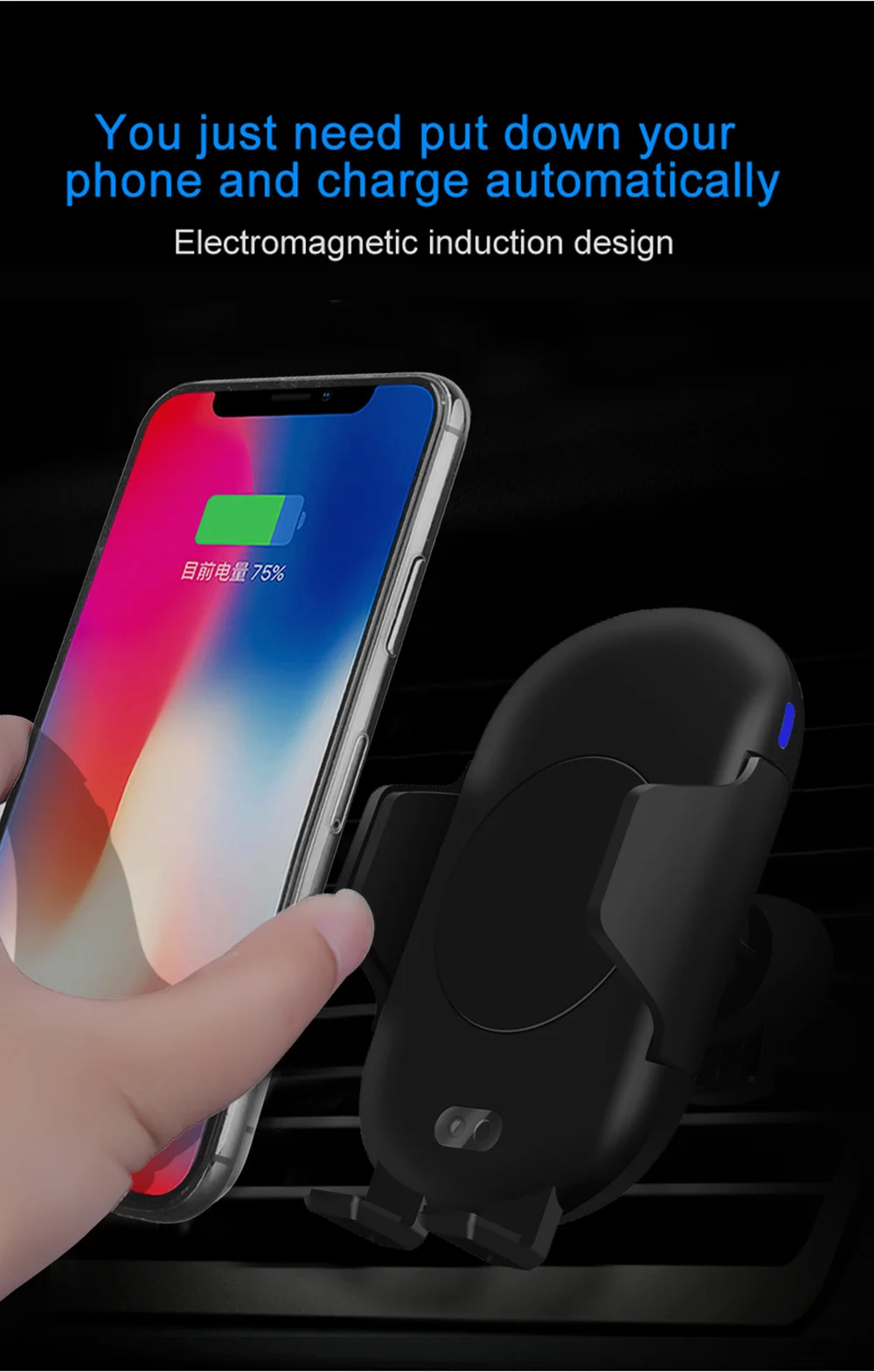 Автомобильное Qi Беспроводное зарядное устройство для iPhone X XS XR 8 инфракрасный датчик быстрая Беспроводная зарядка Автомобильный держатель для телефона для samsung S8 S9