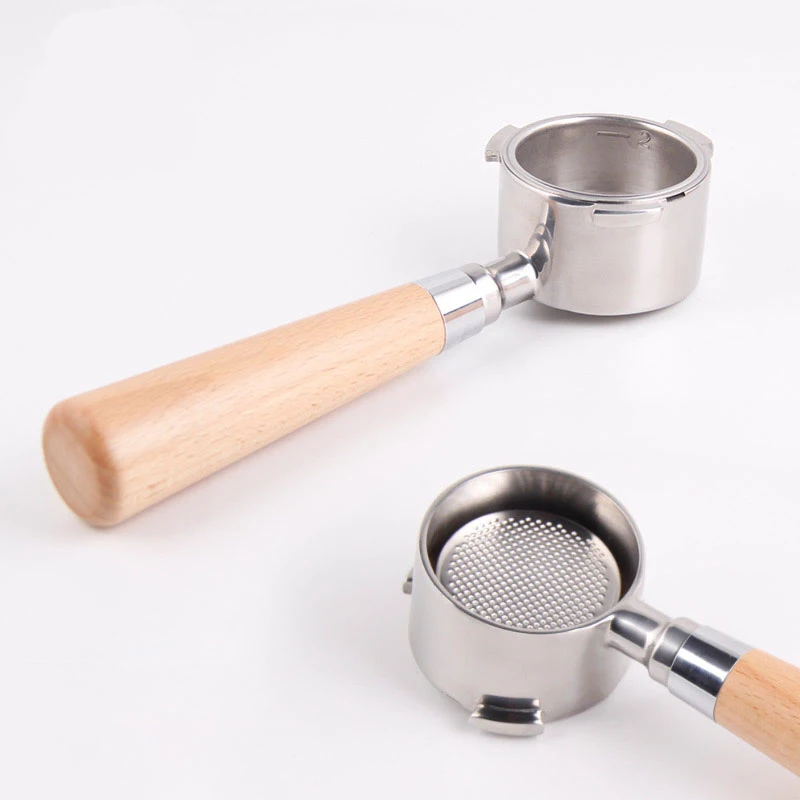 Porte-filtre Sans Fond Nu 51 Mm à 2 Oreilles, Porte-filtre Sans Fond En Acier Inoxydable 304 Et Bois Compatible Avec La Machine A Cafe Ecp3420ec155  Bois De Santal F
