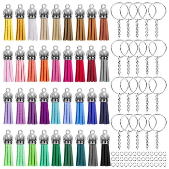 

80 Sets Keychain Tassels Key Ring with Chain and Jump Rings Tassel Pendants Bulk for Keychain Crafts Jewelry Making