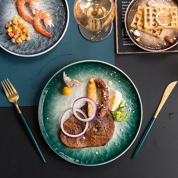 

Stone grain steak plate Nordic net red set combination dish home creative ceramic dish tableware western food dinner plate plate