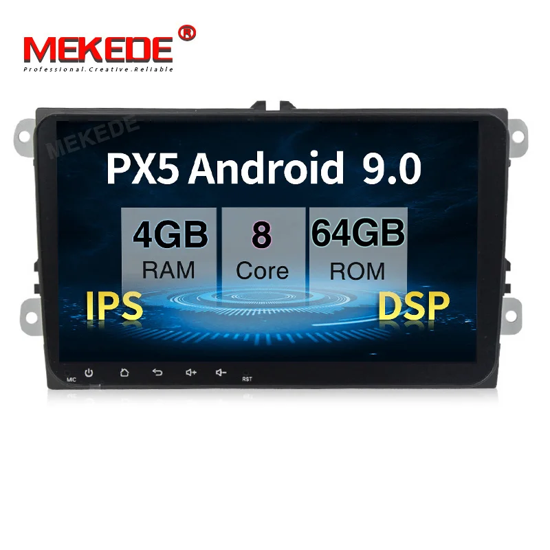 PX5 4 Гб+ 64 ГБ Android 9,0 Автомобильный мультимедийный плеер для VW Skoda Octavia golf 5 6 touran passat B6 jetta polo tiguan 8 ядер navi