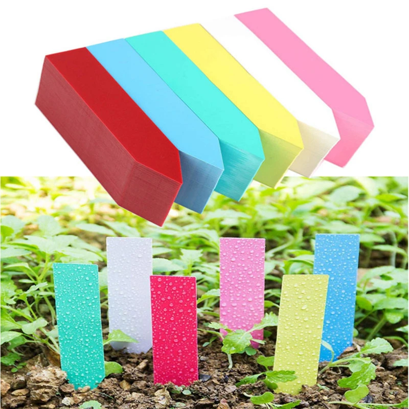 100pcs Plants Markers Stakes Small Round Holes Flower Pots Tags Labels 10x2cm