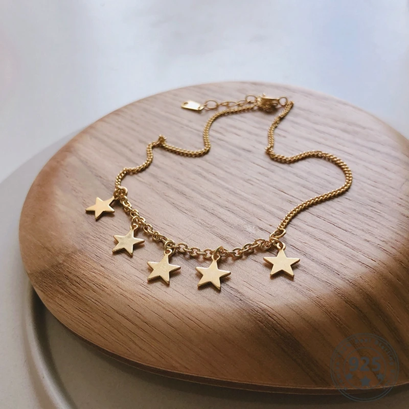 Louleur 925 Sterling Silver Star Anklets Romantic Elegant Chain Charm Gold Anklets for Women Fashion Summer Foot Jewelry Gifts Louleur 925 Sterling Silver Star Anklets Romantic Elegant Chain Charm Gold Anklets for Women Fashion Summer Foot Jewelry Gifts