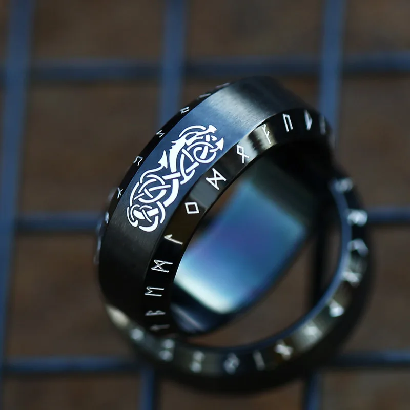Viking Nordic Mythology Giant Wolf Finger Ring Celtic Knot Jewelry Punk Gift finger ring ring set animal ring