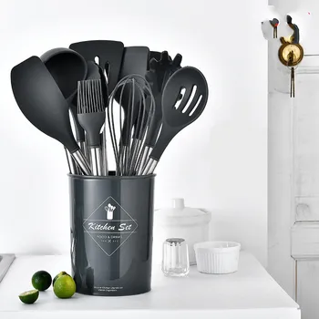 

10/11PCS Silicone Kitchenware Non-stick Cookware Cooking Tool Spatula Ladle Egg Beaters Shovel Spoon Soup Kitchen Utensils Set