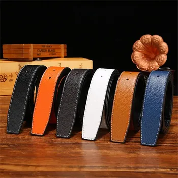 

2020 High quality women leather belt business casual belt smooth buckle leather belt Black Brown Orange 105-125cm dropshipping