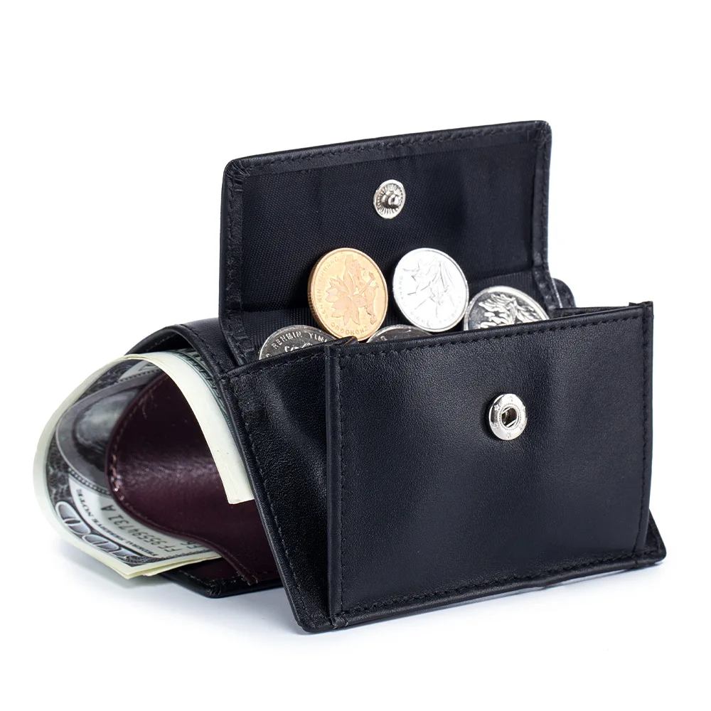 

New Men Genuine Leather Purses Female Cowhide Wallets Lady Small Coin Pocket Rfid Card Holder Mini Money Bag Portable Clutch