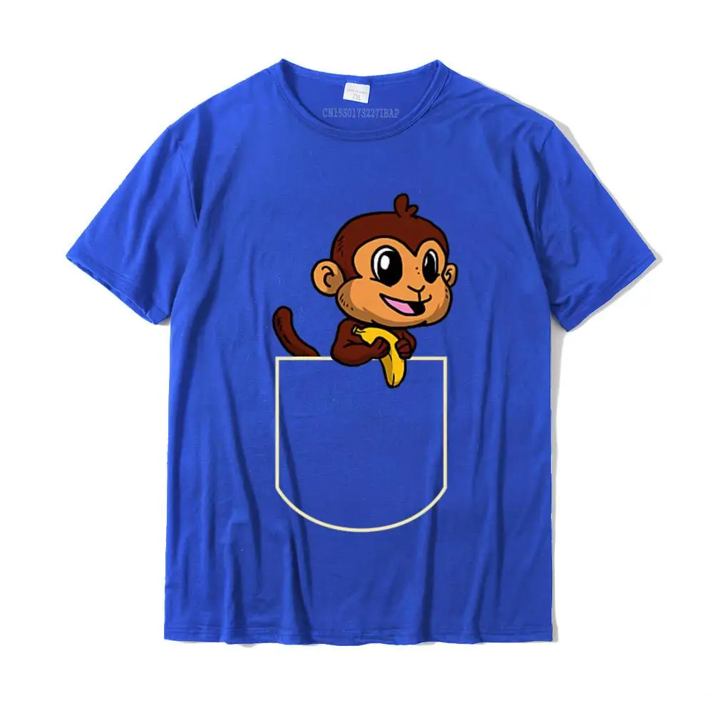 Design O Neck Top T-shirts Thanksgiving Day Tops T Shirt Short Sleeve Fashionable 100% Cotton Printed T-shirts Custom Student Funny Monkey In The Pocket Gift Monkey Pocket Premium T-Shirt__MZ16608 blue