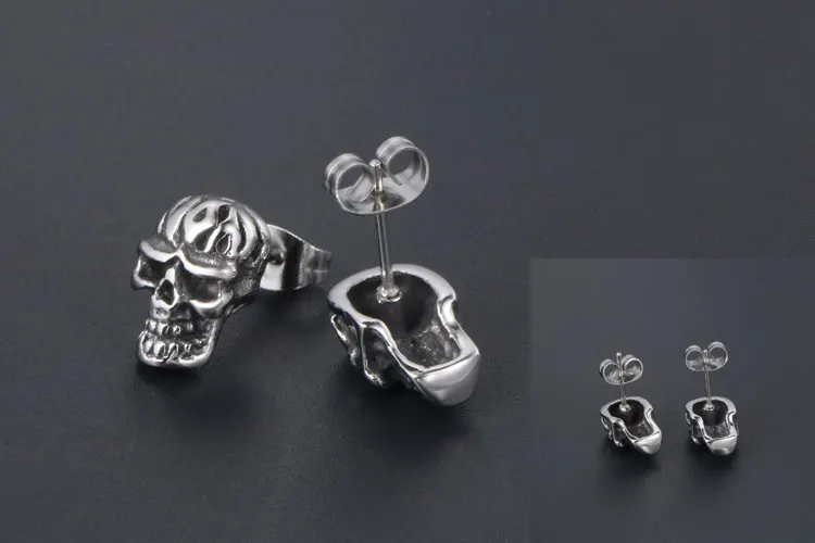 钛钢个性骷髅耳钉 非主流潮款男士耳饰 (4)