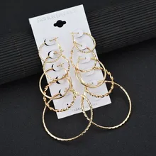 Modyle 5 пар/компл. большие круглые серьги-кольца для Для женщин геометрические серьги-обручи сережки Brincos, ювелирное изделие, подарок