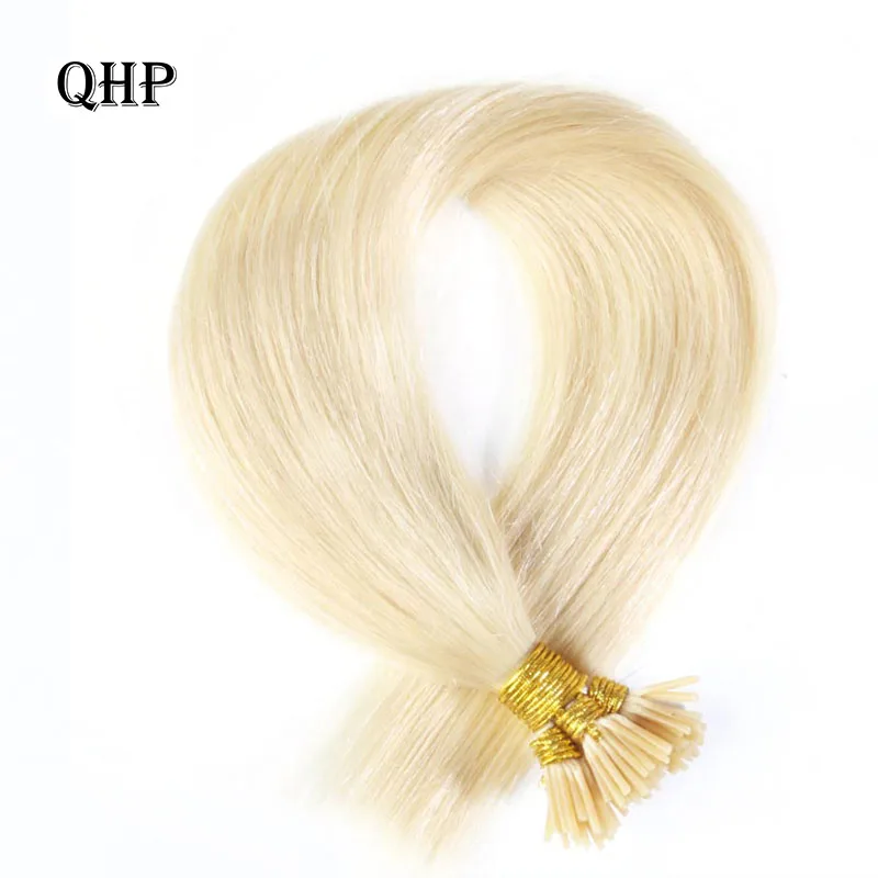 

QHP Hair 16" 18" 20" Straight Machine Made Remy Hair Extensions 50pcs/ Set Straight Keratin I Tip Human Hair