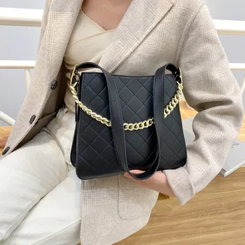 

Diamond Lattice Chain PU Leather Crossbody Bags For Women New Branded Designer Handbags Trend Luxury Shoulder Bag Black