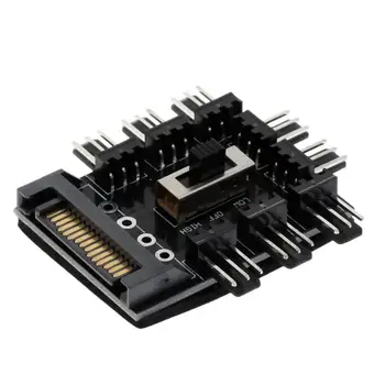 

4/3Pin SATA to 8 Way Cooling Fan Socket Splitter Power Hub Speed Controller