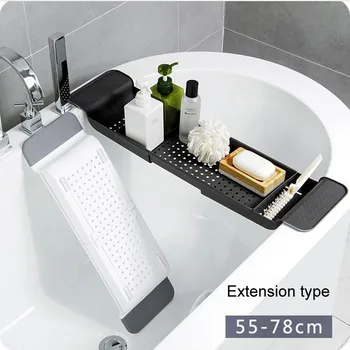 

Retractable Bathtub Storage Rack Bath Tray Shelf Tub Multi-function Bathroom Tools Towel Storage shelf Kitchen Sink Drain Holder