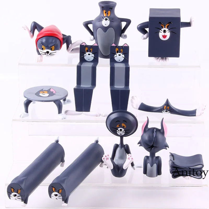 

Tom and Jerry Silly Cat Carving Everyday Action Figure Cartoon PVC Collectible Model Toy 2 Styles Tom Decoration Dolls 6pcs/set