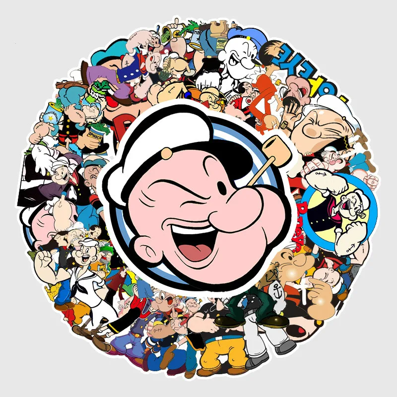 50Pcs Cartoon Popeye The Sailor Stickers Waterproof Decal Laptop Motorcycle Luggage Snowboard Fridge Phone Car Sticker