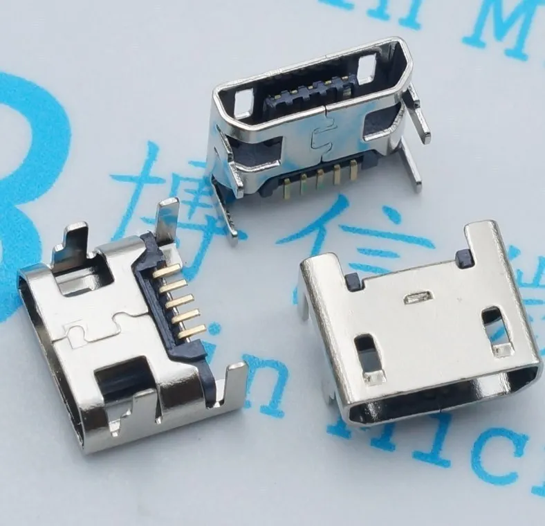 

100pcs Micro USB socket MINIUSB Mike USB femaleFour-legged flat mouth crimping 4-pin plug-in connector