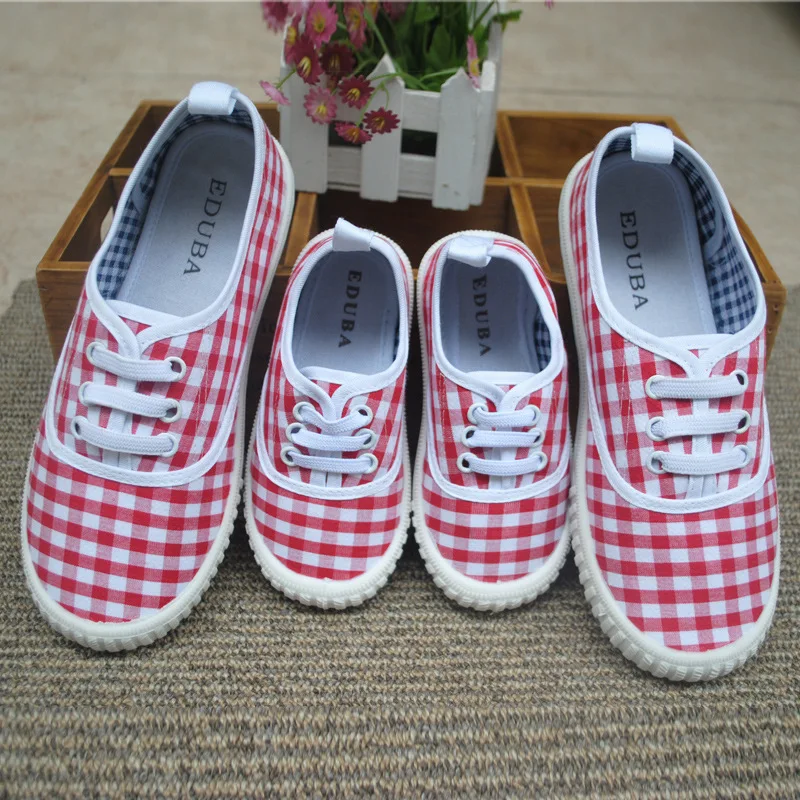 

Eduba Spring And Autumn New Style England Plaid Adult Parent And Child Canvas Shoes WOMEN'S Casual Shoes
