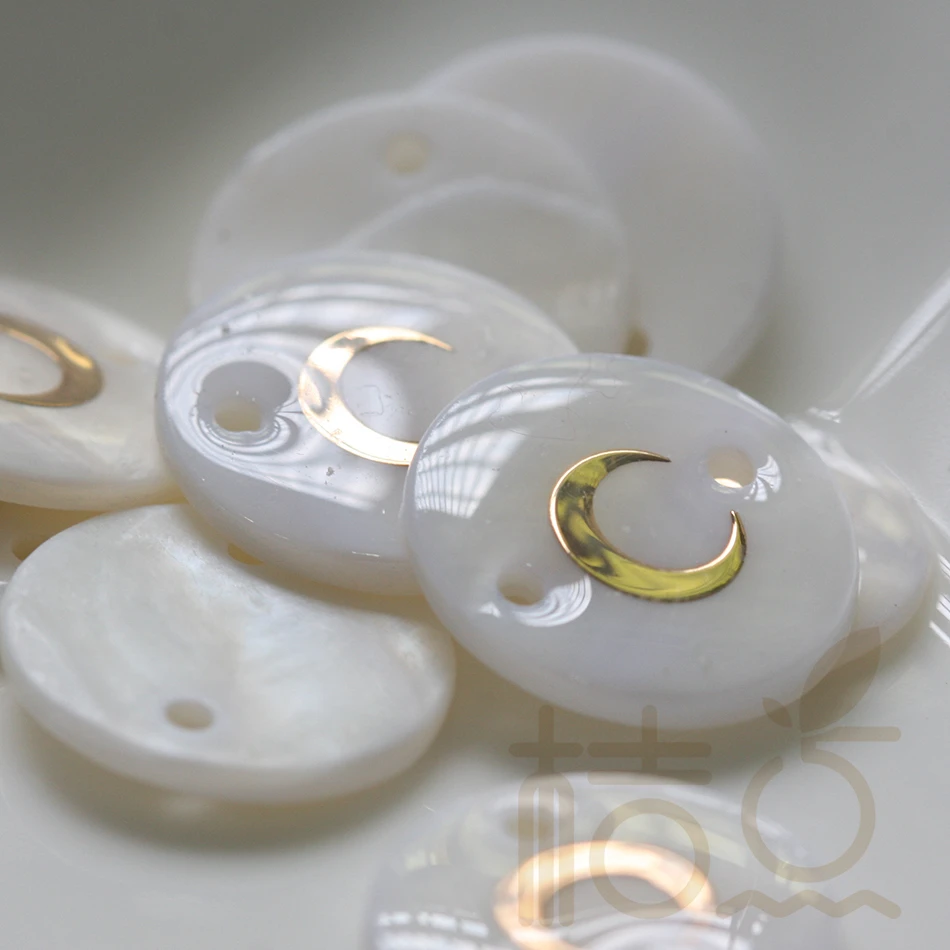 2 шт. Звенья из натуральной ракушки с отверстиями Луна Слон сглаза ручное Дерево жизни круглая 16 5 мм