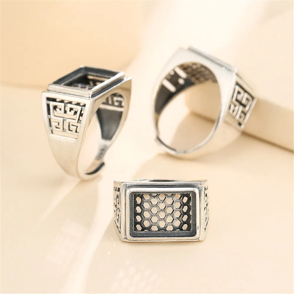 Ring Base for 8x10mm/10x14mm/15x20mm/8x8mm/10x10mm/15x15mm Rectangle or Square Cabochons Thai Sterling Silver Adjustable