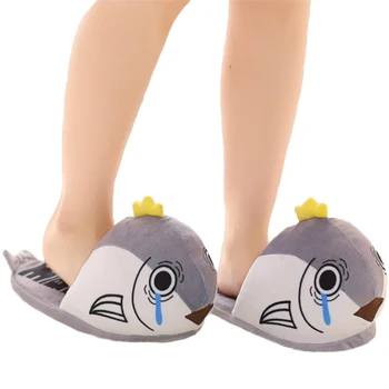 

New Design Cartton Fish Unisex Winter Home Slippers Women Men Non-slip Cotton Padded Shoes Slip On Lazy Indoor Slippers