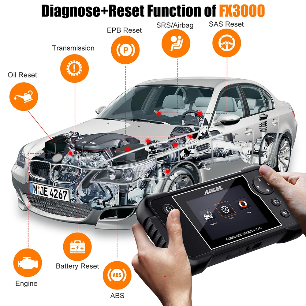 Профессиональный Автомобильный сканер ANCEL FX3000 OBD2 подушка безопасности ABS на SAS BMS