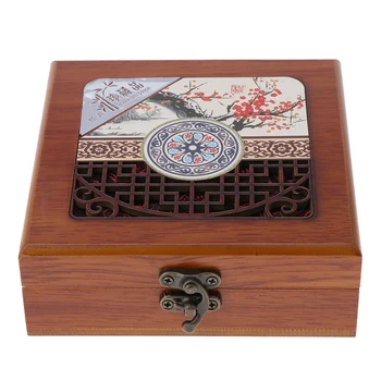 

Wooden Jewelry Box Holder for Necklace Earrings Ring - Wood Vintage Square Shaped Storage Organizer Case