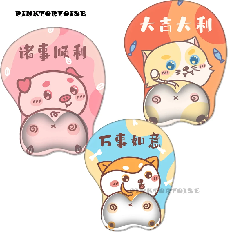 

PINKTORTOISE Anime Chinese characters & PET Mousepad Anime 3D Chest Silicone MousePad Wrist Rest Support Mice playmat mousepad