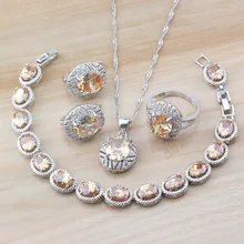 Заниженный роскошный женский ювелирный набор из стерлингового серебра 925 пробы Шампанский кубик циркония клип серьги/браслет и кольцо наборы